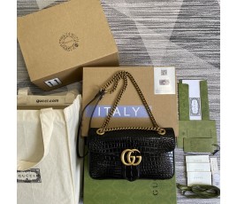 구찌 GUCCI 마몬트 퀼트 스몰 레더 숄더백